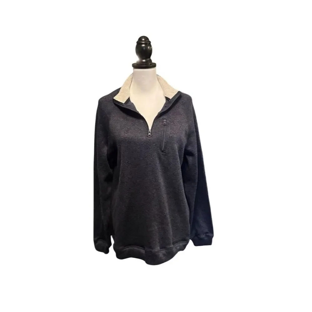 Old River Men's 1/4 Zip Navy Blue Pullover Sweater Size M Casual Knit